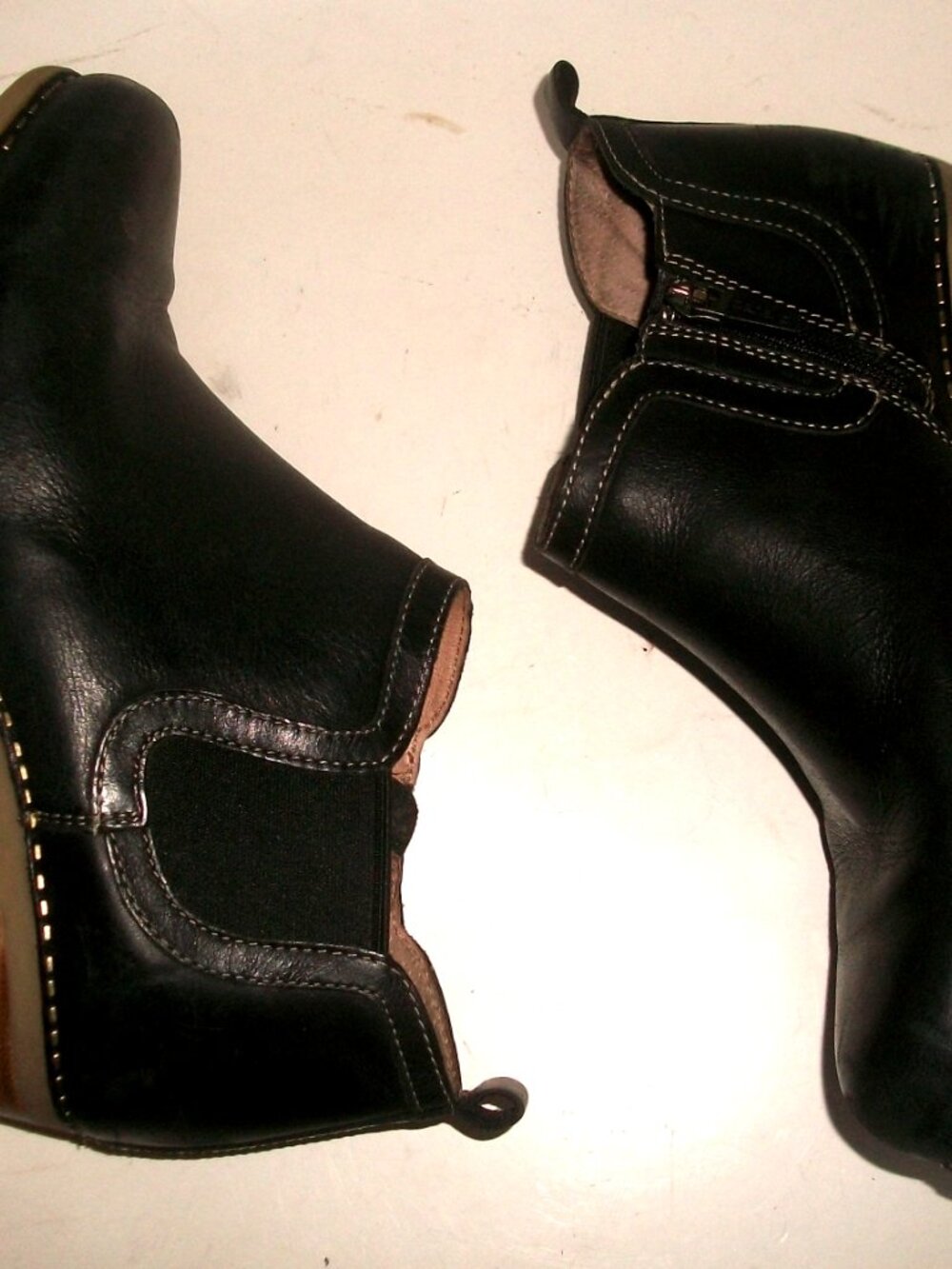 Dansko Harlene NearNew Black Leather Boots w Rubber Heel &Sole 38M 7.5-9M